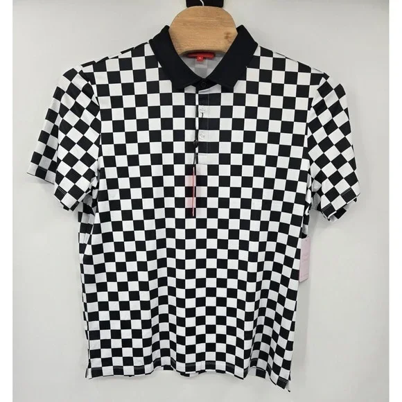 Redvanly Shirt Mens XL Cedres Polo Black/White Golf PUREpoly 4 Way Stretch R2522 - Picture 2 of 6